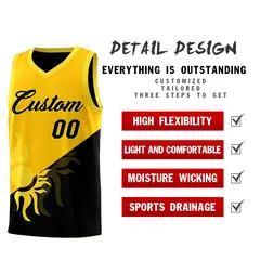 Yellow Black Sunburst Two Tone Basketball Jersey 3