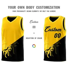 Yellow Black Sunburst Two Tone Basketball Jersey 4