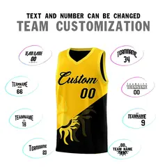 Yellow Black Sunburst Two Tone Basketball Jersey 5