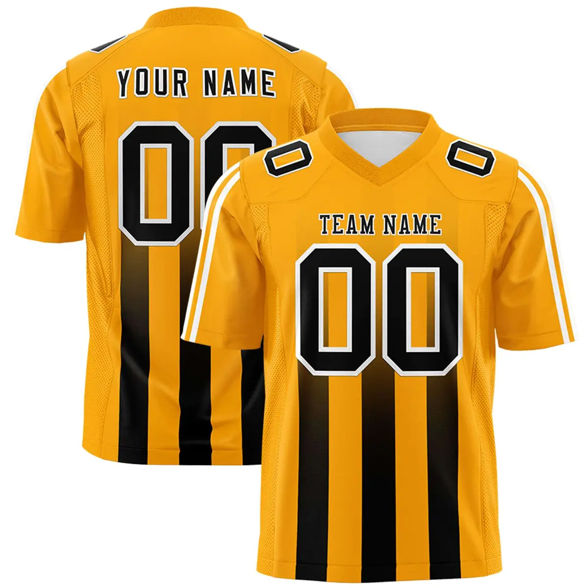 Yellow Black Vertical Fine Stripe Gradient Football Jersey