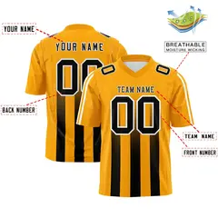 Yellow Black Vertical Fine Stripe Gradient Football Jersey 2