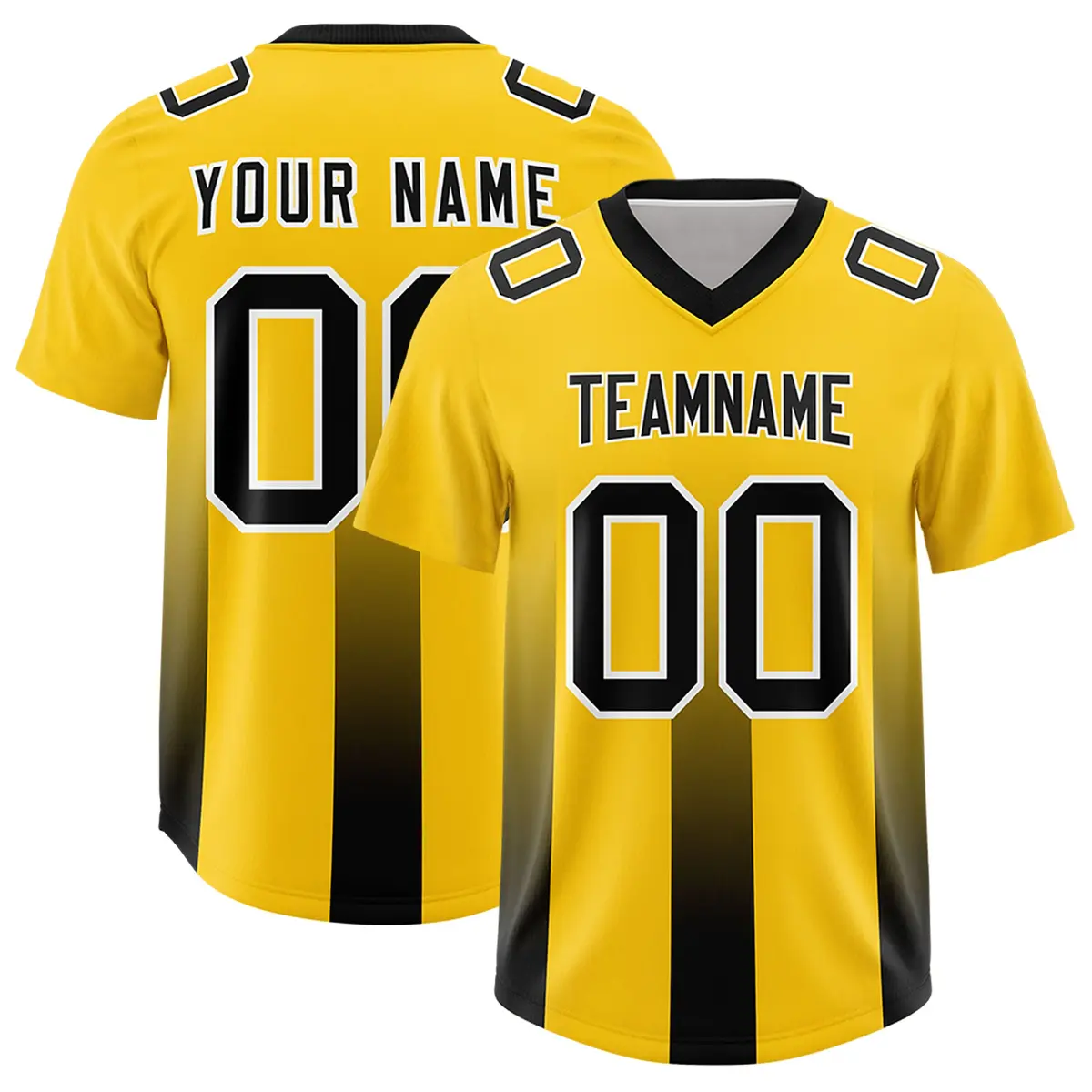Yellow Black Vertical Stripe Gradient Team Football Jersey