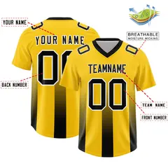 Yellow Black Vertical Stripe Gradient Team Football Jersey 2
