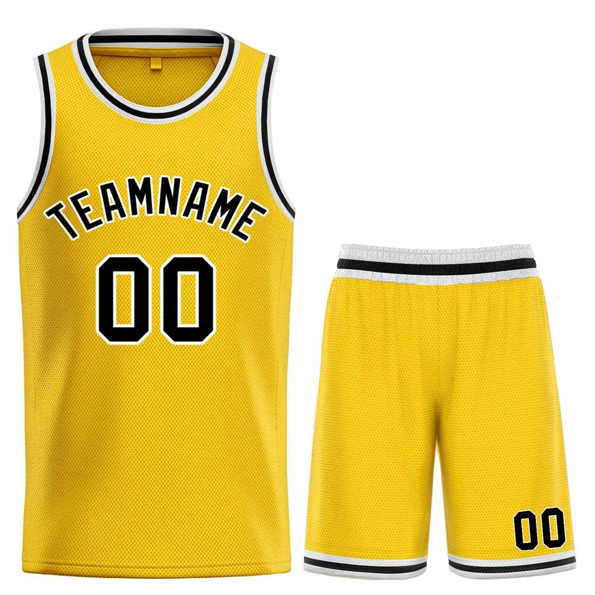 Yellow Black-White Bull Classic Sets Basketball Jersey