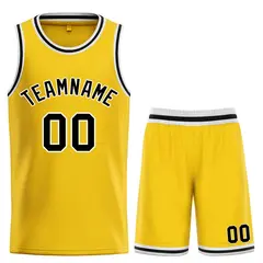 Yellow Black-White Bull Classic Sets Basketball Jersey