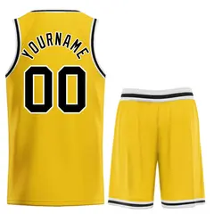 Yellow Black-White Bull Classic Sets Basketball Jersey 2