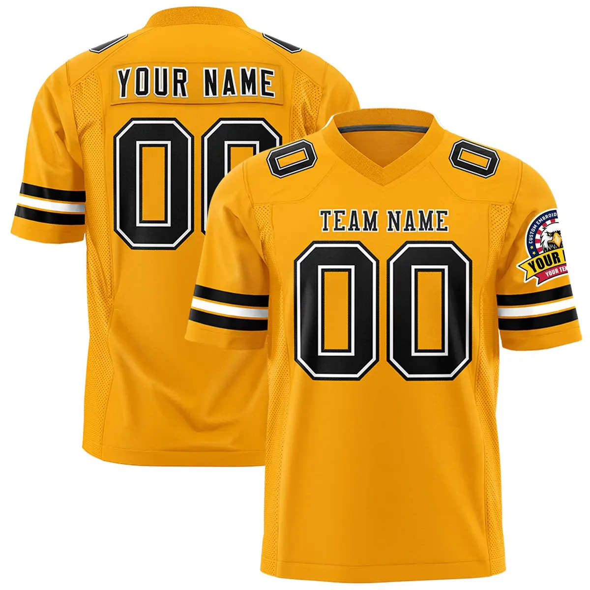 Yellow Black-White Classic Authentic Football Jersey