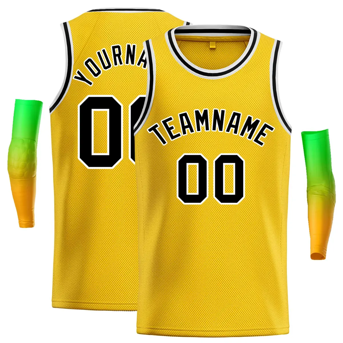 Yellow Black-White Classic Casual Basketball Jersey