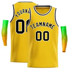 Yellow Black-White Classic Casual Basketball Jersey