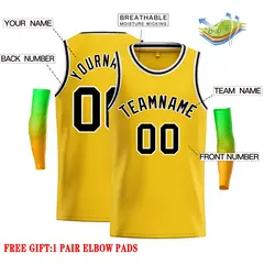 Yellow Black-White Classic Casual Basketball Jersey 2