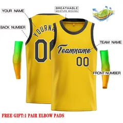Yellow Black-White Classic Casual Basketball Jersey 2
