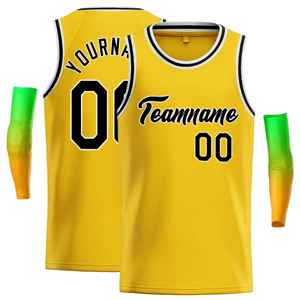 Yellow Black-White Classic Casual Basketball Jersey