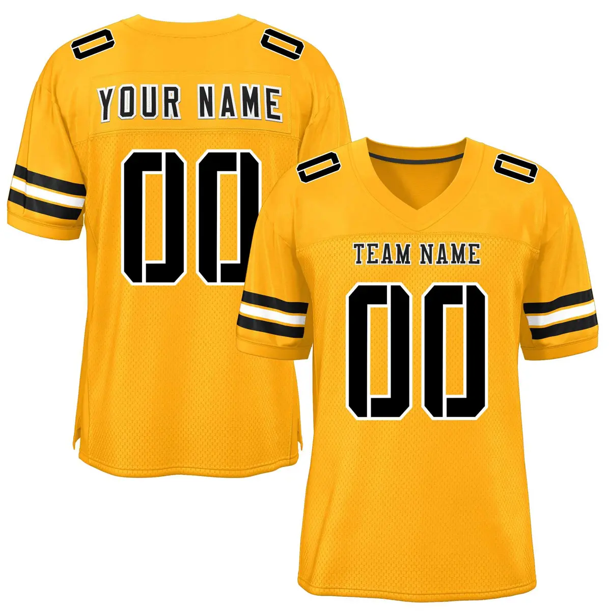 Yellow Black-White Classic Mesh Football Jersey