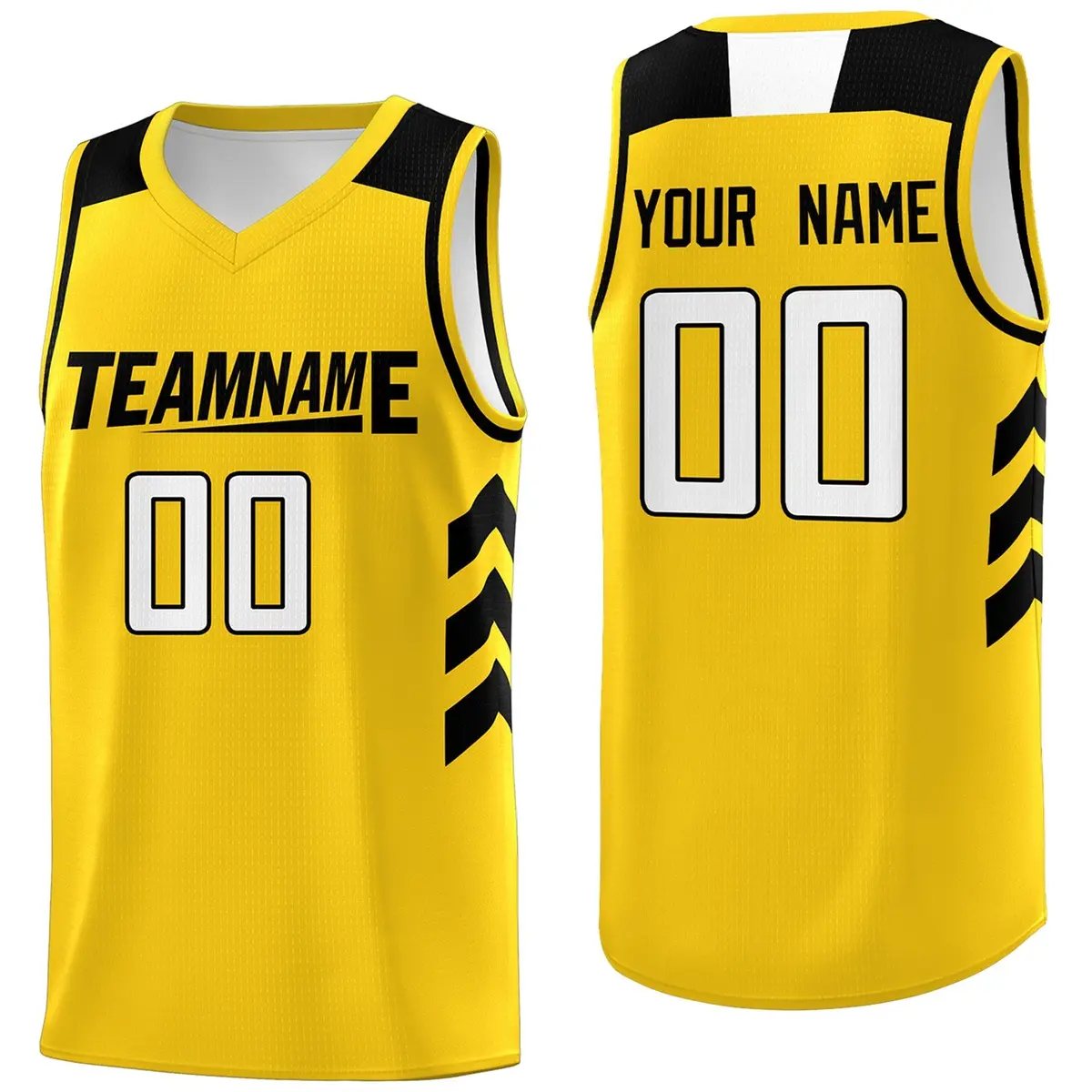 Yellow Black-White Classic Mesh Sport Basketball Jersey