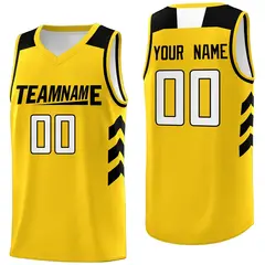 Yellow Black-White Classic Mesh Sport Basketball Jersey