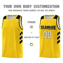 Yellow Black-White Classic Mesh Sport Basketball Jersey 3