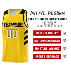 Yellow Black-White Classic Mesh Sport Basketball Jersey 4