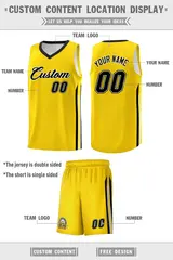 Yellow Black-White Classic Sets Basketball Uniform Jersey 2
