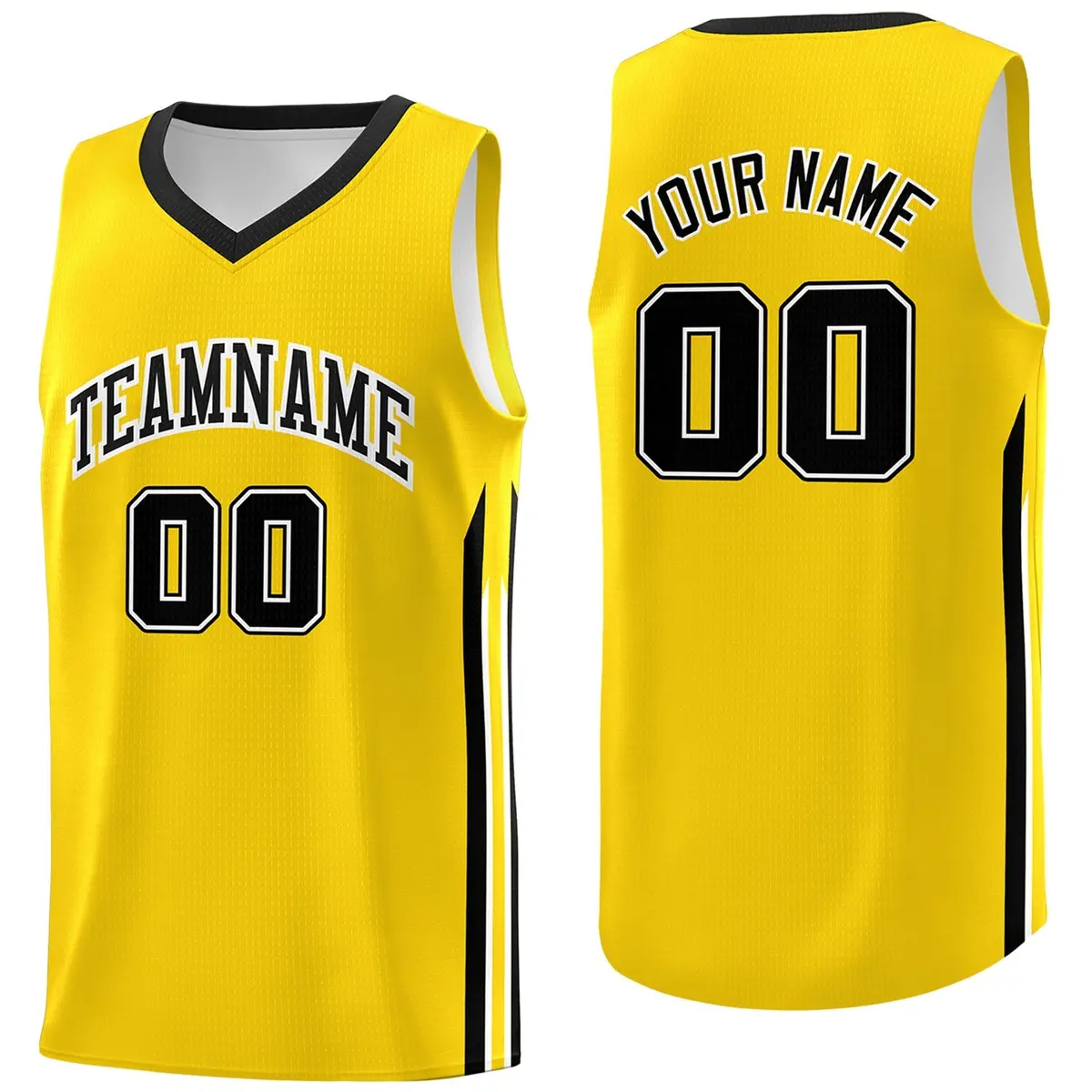 Yellow Black-White Classic Sportwear Basketball Jersey