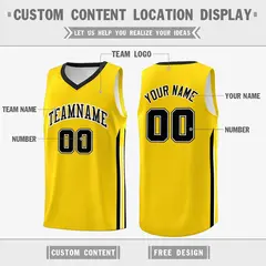Yellow Black-White Classic Sportwear Basketball Jersey 2