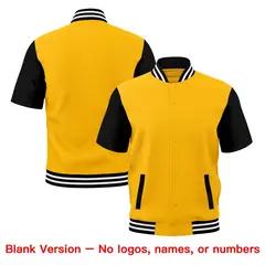 Yellow Black White Full-Snap Short Sleeve Varsity Jacket 7