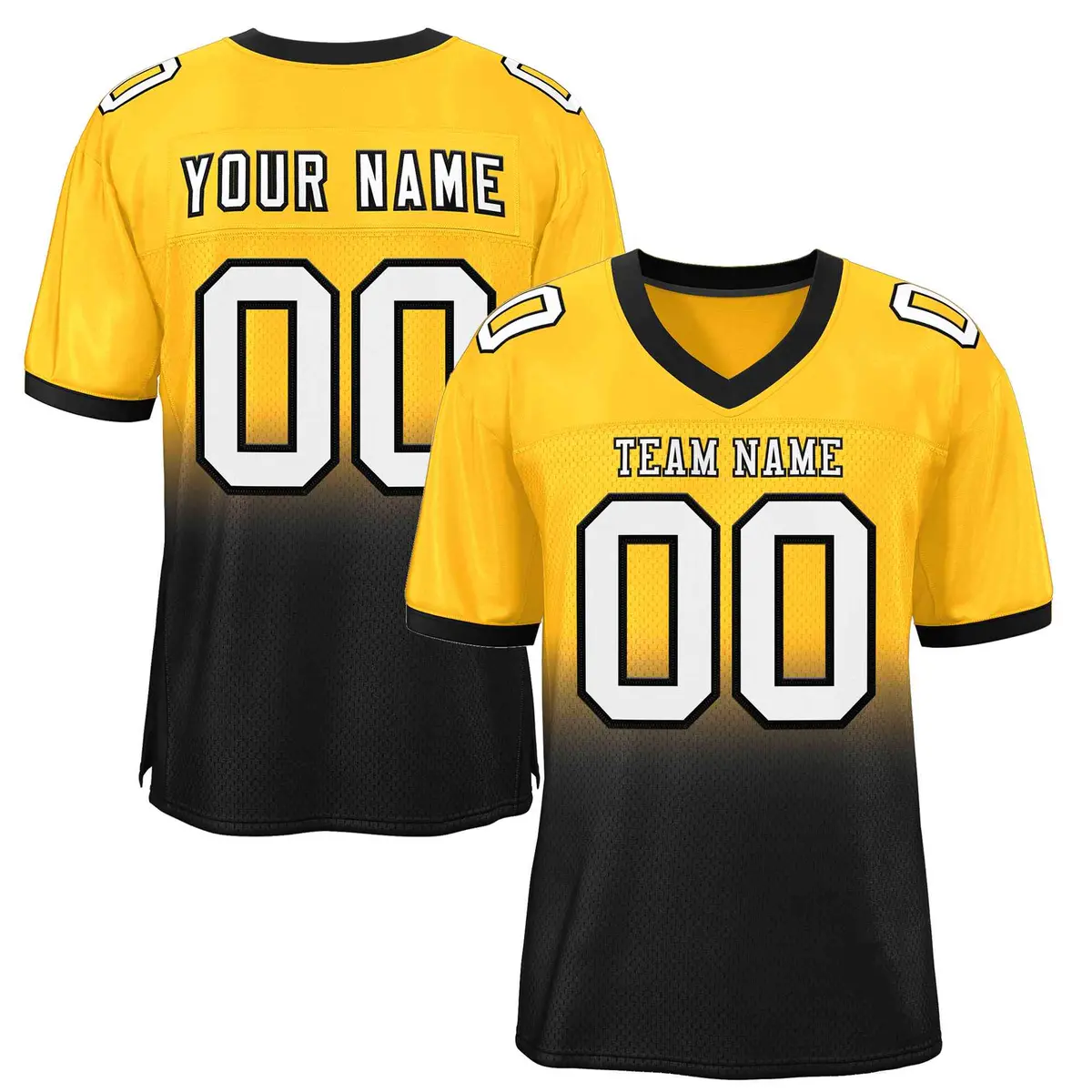 Yellow Black-White Gradient Outdoor Football Jersey