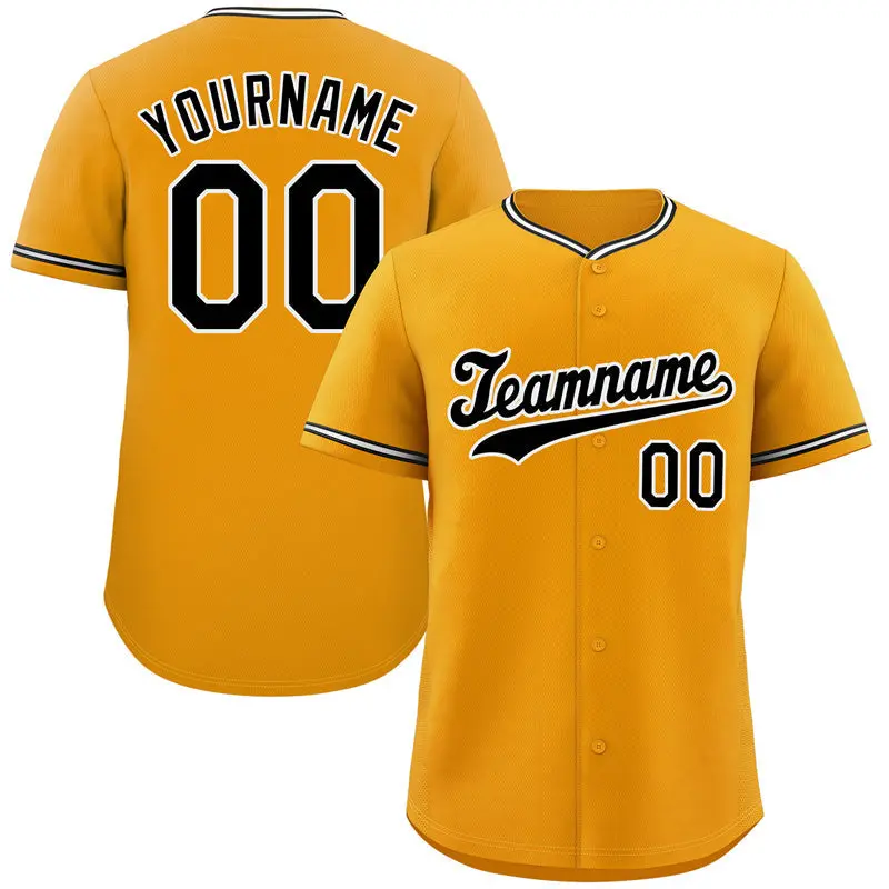 Yellow Black-White Hook Classic Authentic Baseball Jersey