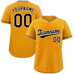 Yellow Black-White Hook Classic Authentic Baseball Jersey 1