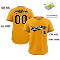 Yellow Black-White Hook Classic Authentic Baseball Jersey 2