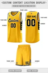 Yellow Black-White Star Pattern Sports Basketball Jersey 2