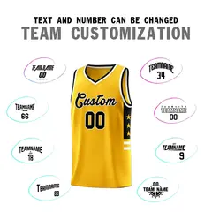 Yellow Black-White Star Pattern Sports Basketball Jersey 3