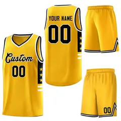 Yellow Black-White Star Pattern Sports Basketball Jersey 5