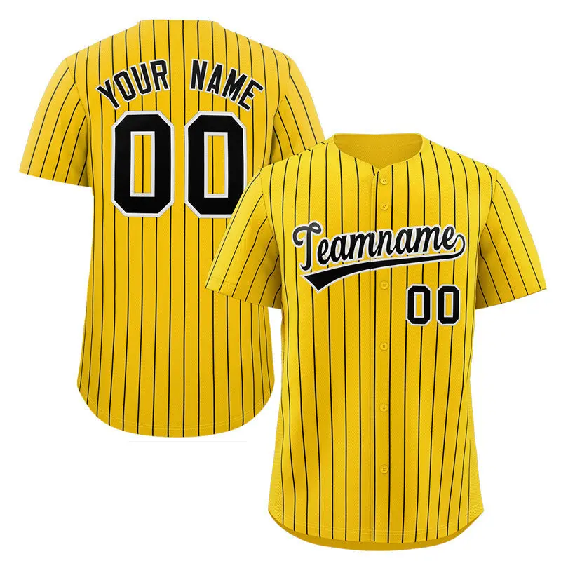 Yellow Black-White Stripe Fashion Baseball Jersey