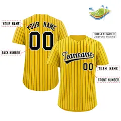 Yellow Black-White Stripe Fashion Baseball Jersey 2