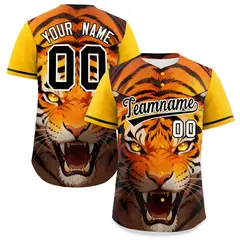 Yellow Black White Tiger Graffiti Baseball Jersey