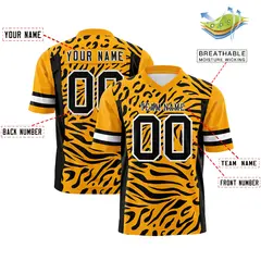 Yellow Black-White Zebra Stripes Authentic Football Jersey 2