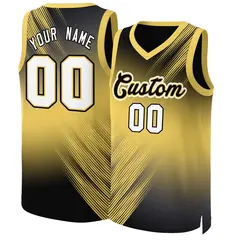 Yellow Black-Yellow Gradient Slash Fashion Basketball Jersey