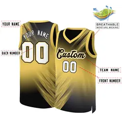 Yellow Black-Yellow Gradient Slash Fashion Basketball Jersey 2