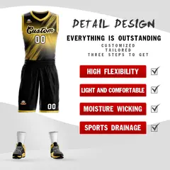 Yellow Black-Yellow Gradient Slash Fashion Basketball Jersey 2