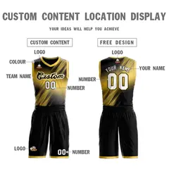 Yellow Black-Yellow Gradient Slash Fashion Basketball Jersey 3