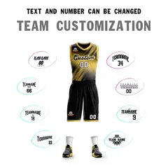 Yellow Black-Yellow Gradient Slash Fashion Basketball Jersey 4