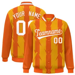 Yellow Blade Pattern Raglan Varsity Letterman Baseball Jacket 1
