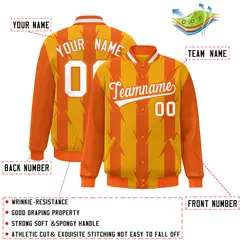 Yellow Blade Pattern Raglan Varsity Letterman Baseball Jacket 2