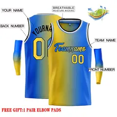 Yellow Blue Black-Blue Gradient Heal Basketball Jersey 2