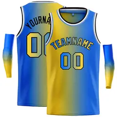 Yellow Blue-Black Gradient Bull Fashion Basketball Jersey