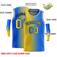Yellow Blue-Black Gradient Bull Fashion Basketball Jersey 2