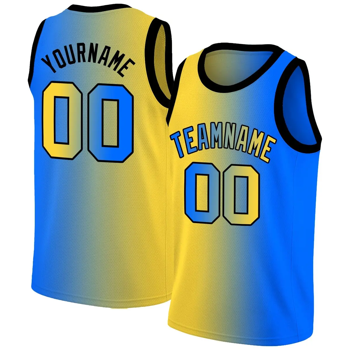 Yellow Blue Black Gradient Fashion Basketball Jersey