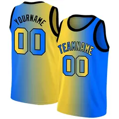 Yellow Blue Black Gradient Fashion Basketball Jersey