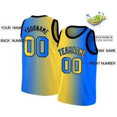 Yellow Blue Black Gradient Fashion Basketball Jersey 2