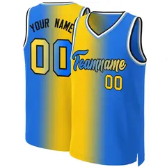 Yellow Blue-Black Gradient Fashion Basketball Jersey